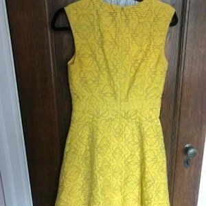 J. Crew 4 Dress Mustard Yellow Patterned Cutouts